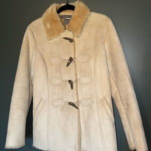 Ann Taylor | Cream | Faux Suede Coat | Sz S